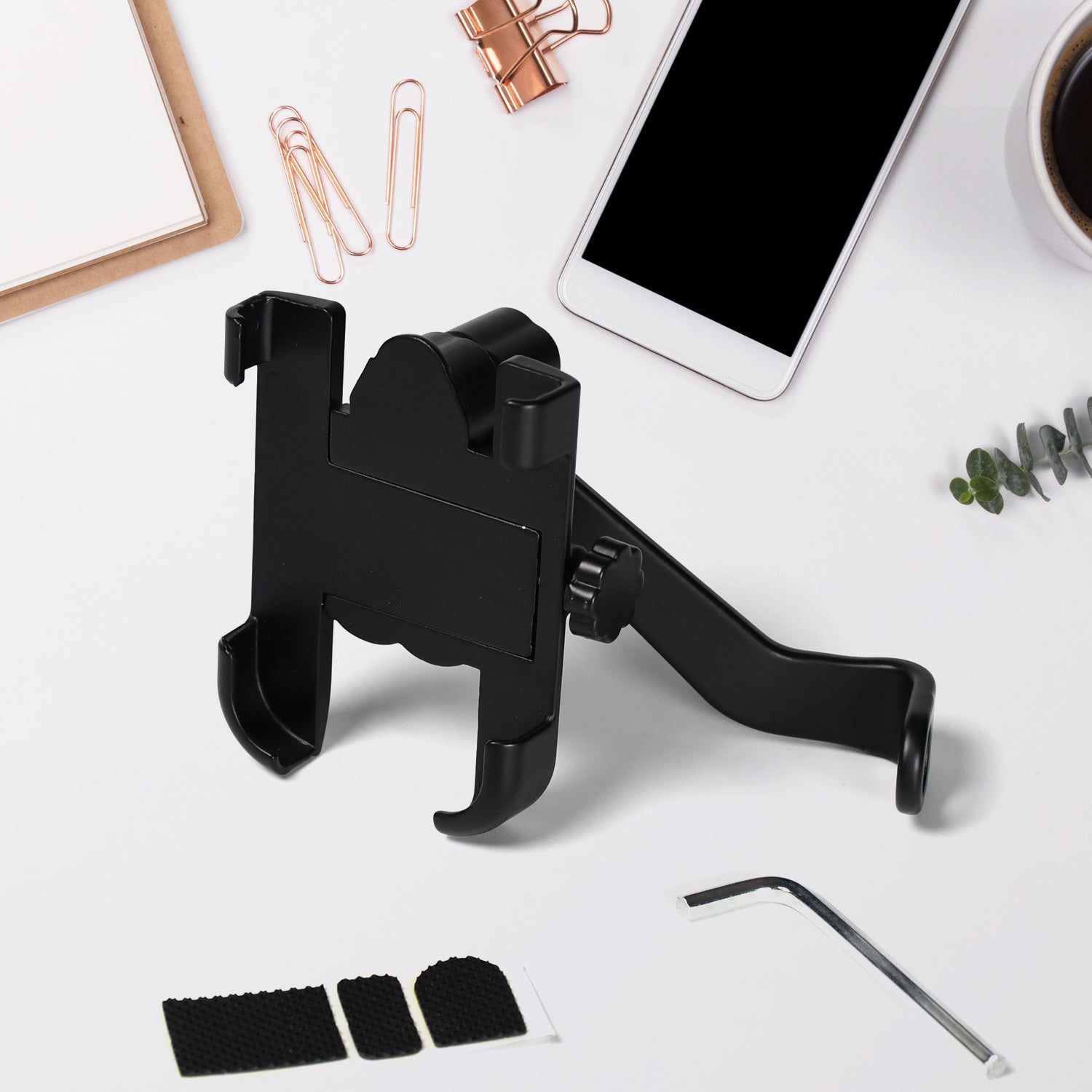 6706 Mobile Phone Holder With Easy Adjustable Rear View Mirror Mount Solid Metal Cradle Stand Suitable for Bike & Mobile Phones DeoDap 6706 Mobile Phone Holder With Easy Adjustable Rear View Mirror Mount Solid Metal Cradle Stand Suitable for Bike & Mobile Phones DeoDap